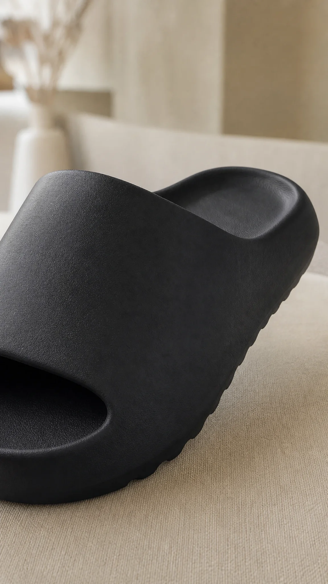 Close-up of the contoured footbed and open-toe rim